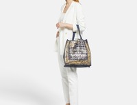 Lanvin kožená taška kabelka shopper - Tmavo modrá