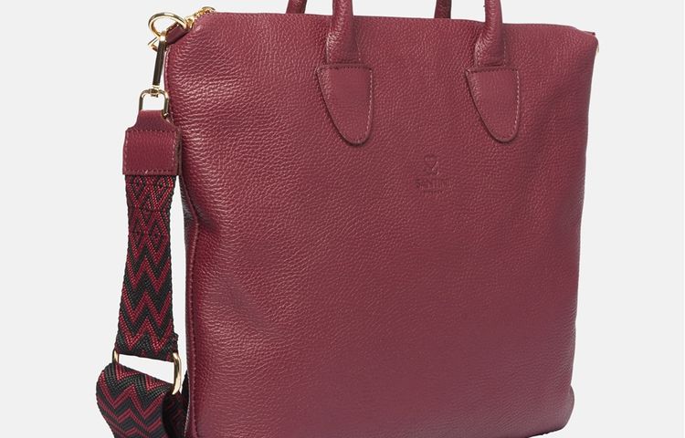 Sandrine kožený shopper kabelka - Bordo