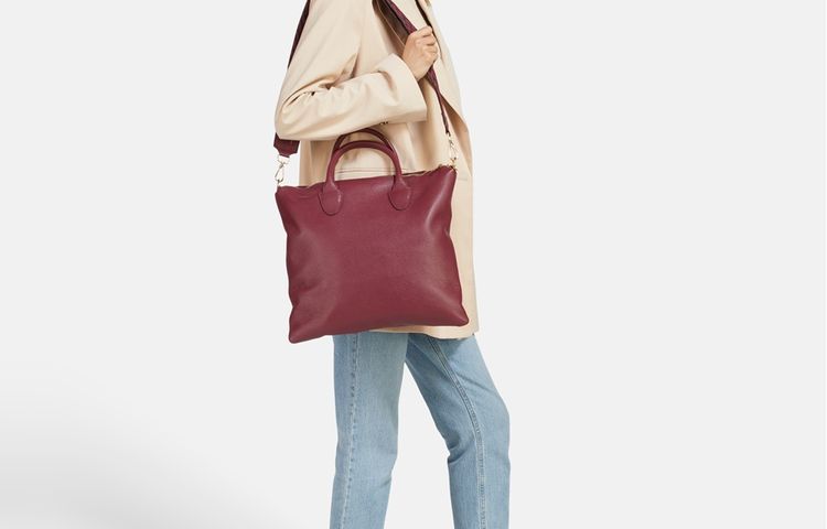 Sandrine kožený shopper kabelka - Bordo